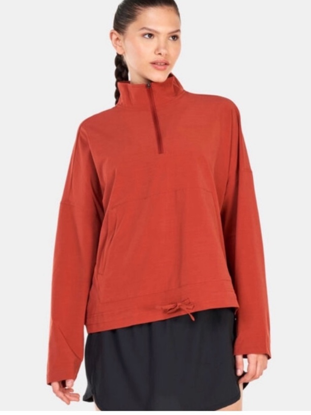 Prana Railay Pullover Quarter-Zip top lightweight in Rust size Medium
